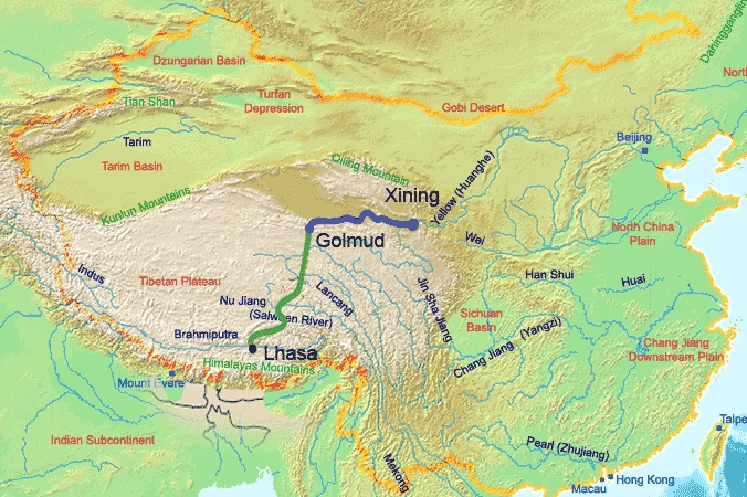 Geographical Map of China and Tibet