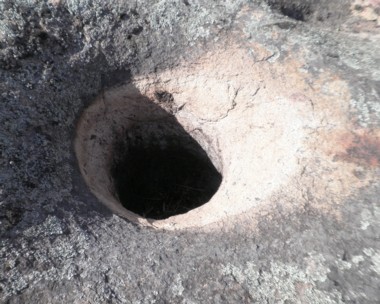 Close-up of aboriginal well.